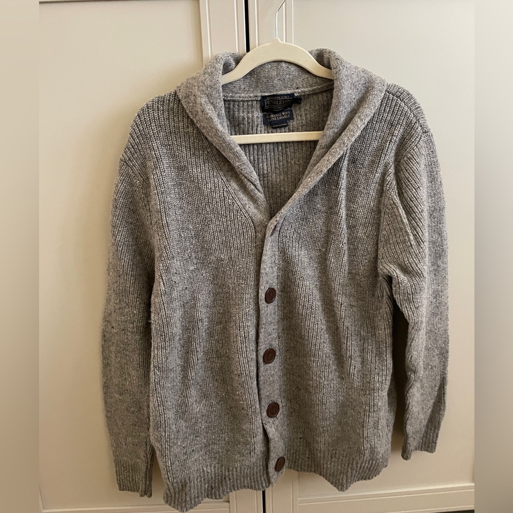 Men’s Pendleton Sweater Washable Wool Large Grey